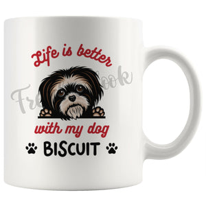 Personalized Shih Tzu Dog Mom Dad Mug, Custom Dog's Name Gift