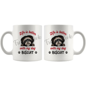 Personalized Shih Tzu Dog Mom Dad Mug, Custom Dog's Name Gift