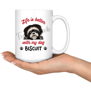 Personalized Shih Tzu Dog Mom Dad Mug, Custom Dog's Name Gift