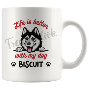 Personalized Siberian Husky Dog Mom Dad Mug, Custom Dog's Name Gift
