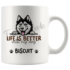 Personalized Siberian Husky Dog Mom Dad Mug, Custom Dog's Name Gift