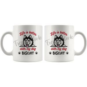 Personalized Siberian Husky Dog Mom Dad Mug, Custom Dog's Name Gift