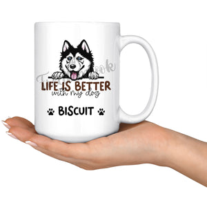 Personalized Siberian Husky Dog Mom Dad Mug, Custom Dog's Name Gift