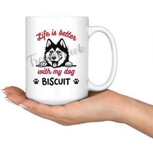 Personalized Siberian Husky Dog Mom Dad Mug, Custom Dog's Name Gift