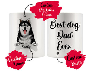 Personalized Siberian Husky Dog Mom Dad Mug, Best Dog Owner Gift