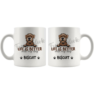 Personalized Soft Coated Wheaten Terrier Dog Mom Dad Mug, Custom Dog's Name Gift