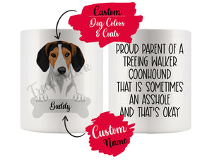Personalized Treeing Walker Coonhound Dog Mom Dad Mug, Funny Dog Owner Gift