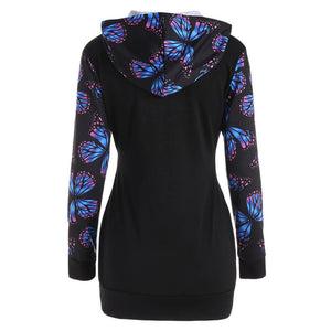 Trendy Butterfly Tunic Hoodie For Autumn & Winter - Freedom Look