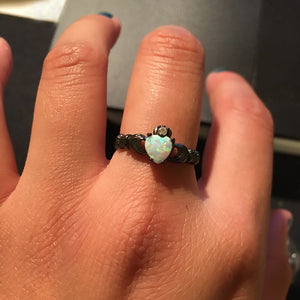 Elegant Heart Rainbow Opal Ring - Freedom Look