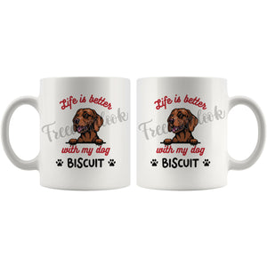 Personalized Vizsla Dog Mom Dad Mug, Custom Dog's Name Gift