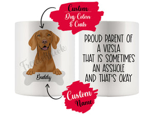 Personalized Vizsla Dog Mom Dad Mug, Funny Dog Owner Gift