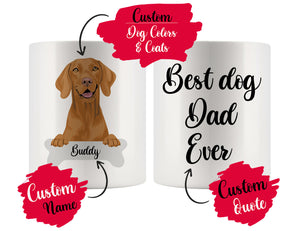 Personalized Vizsla Dog Mom Dad Mug, Best Dog Owner Gift