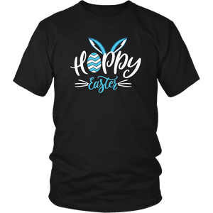 Blue Happy Easter Bunny Womens And Unisex T-Shirt