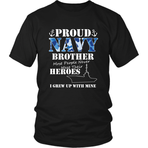 Proud US Navy Brother Army Camouflage Military Brave Soldiers Heroes T-Shirt