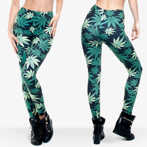 3D Weed Design Leggings - Freedom Look
