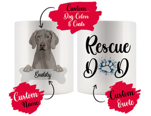 Personalized Weimaraner Dog Rescue Mom Dad Mug, Best Dog Owner Gift