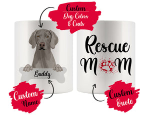 Personalized Weimaraner Dog Rescue Mom Dad Mug, Best Dog Owner Gift