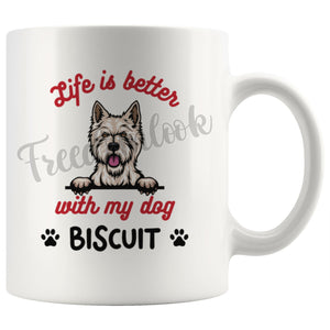 Personalized West Highland Terrier Dog Mom Dad Mug, Custom Dog's Name Gift
