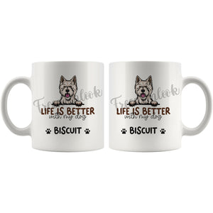Personalized West Highland Terrier Dog Mom Dad Mug, Custom Dog's Name Gift