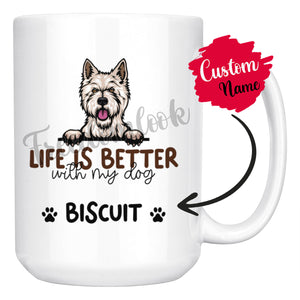 Personalized West Highland Terrier Dog Mom Dad Mug, Custom Dog's Name Gift