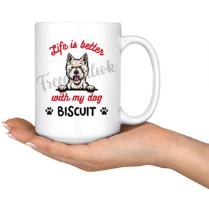 Personalized West Highland Terrier Dog Mom Dad Mug, Custom Dog's Name Gift