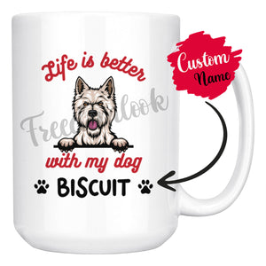Personalized West Highland Terrier Dog Mom Dad Mug, Custom Dog's Name Gift