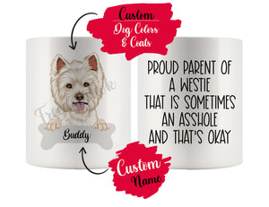Personalized West Highland White Terrier Dog Mom Dad Mug, Funny Dog Owner Gift
