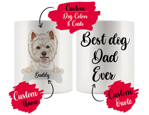 Personalized West Highland White Terrier Dog Mom Dad Mug, Best Dog Owner Gift