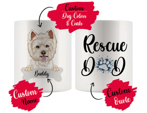 Personalized West Highland White Terrier Dog Rescue Mom Dad Mug, Dog Owner Gift