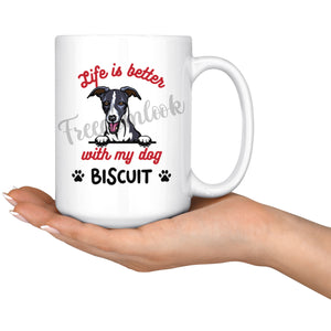 Personalized Whippet Dog Mom Dad Mug, Custom Dog's Name Gift