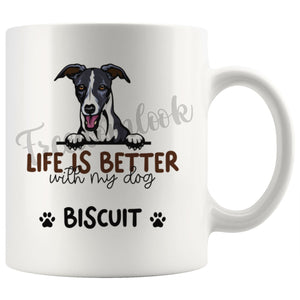 Personalized Whippet Dog Mom Dad Mug, Custom Dog's Name Gift