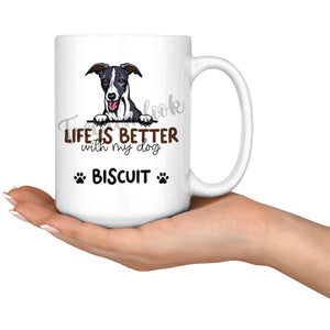 Personalized Whippet Dog Mom Dad Mug, Custom Dog's Name Gift