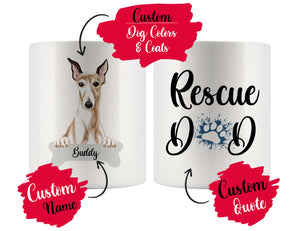 Personalized Whippet Dog Rescue Mom Dad Mug, Best Dog Owner Gift