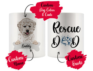 Personalized Whoodle Dog Rescue Mom Dad Mug, Best Dog Owner Gift