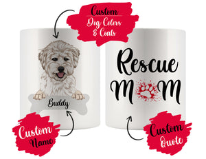 Personalized Whoodle Dog Rescue Mom Dad Mug, Best Dog Owner Gift