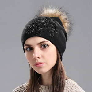 Beanie Hat with Knitted Wool from Cashmere and Cotton - Freedom Look