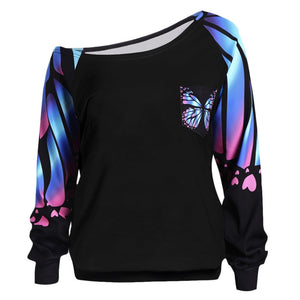 Women's Large Size Top Butterfly - Long Sleeve Blouse