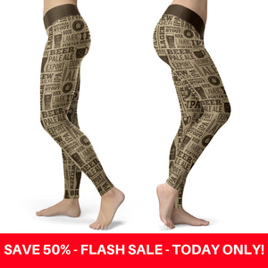 Vintage Beer Pattern Leggings