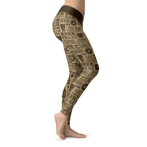 Vintage Beer Pattern Leggings