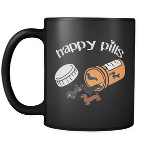 Dachshund Doxie Wiener (Weiner) Happy Pills Teacup (Mug) For Women Or Men, Weiner Dog Treats (11 oz) - Freedom Look
