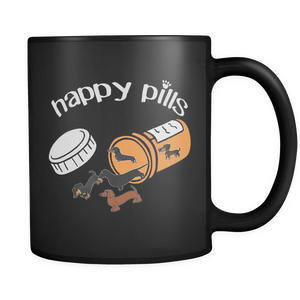 Dachshund Doxie Wiener (Weiner) Happy Pills Teacup (Mug) For Women Or Men, Weiner Dog Treats (11 oz) - Freedom Look