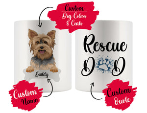 Personalized Yorkshire Terrier Dog Rescue Mom Dad Mug, Best Dog Owner Gift