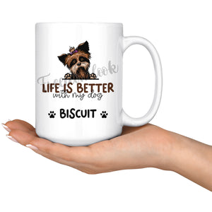 Personalized Yorkshire Terrier Dog Mom Dad Mug, Custom Dog's Name Gift