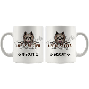 Personalized Yorkshire Terrier 2 Dog Mom Dad Mug, Custom Dog's Name Gift