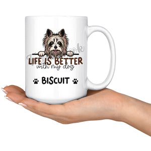 Personalized Yorkshire Terrier 2 Dog Mom Dad Mug, Custom Dog's Name Gift