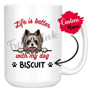Personalized Yorkshire Terrier 2 Dog Mom Dad Mug, Custom Dog's Name Gift