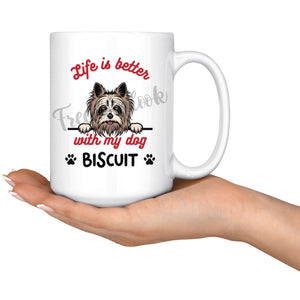 Personalized Yorkshire Terrier 2 Dog Mom Dad Mug, Custom Dog's Name Gift