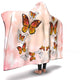Monarch Butterfly Pink Hooded Blanket