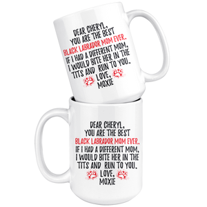 Personalized Black Labrador Dog Moxie Mom Cheryl Coffee Mug (15 oz)