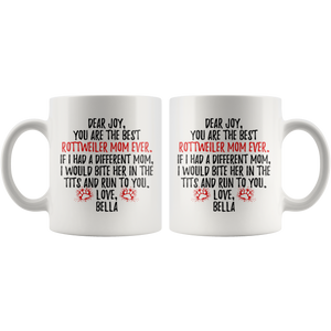 Personalized Rottweiler Dog Bella Mom Joy Coffee Mug (11 oz)
